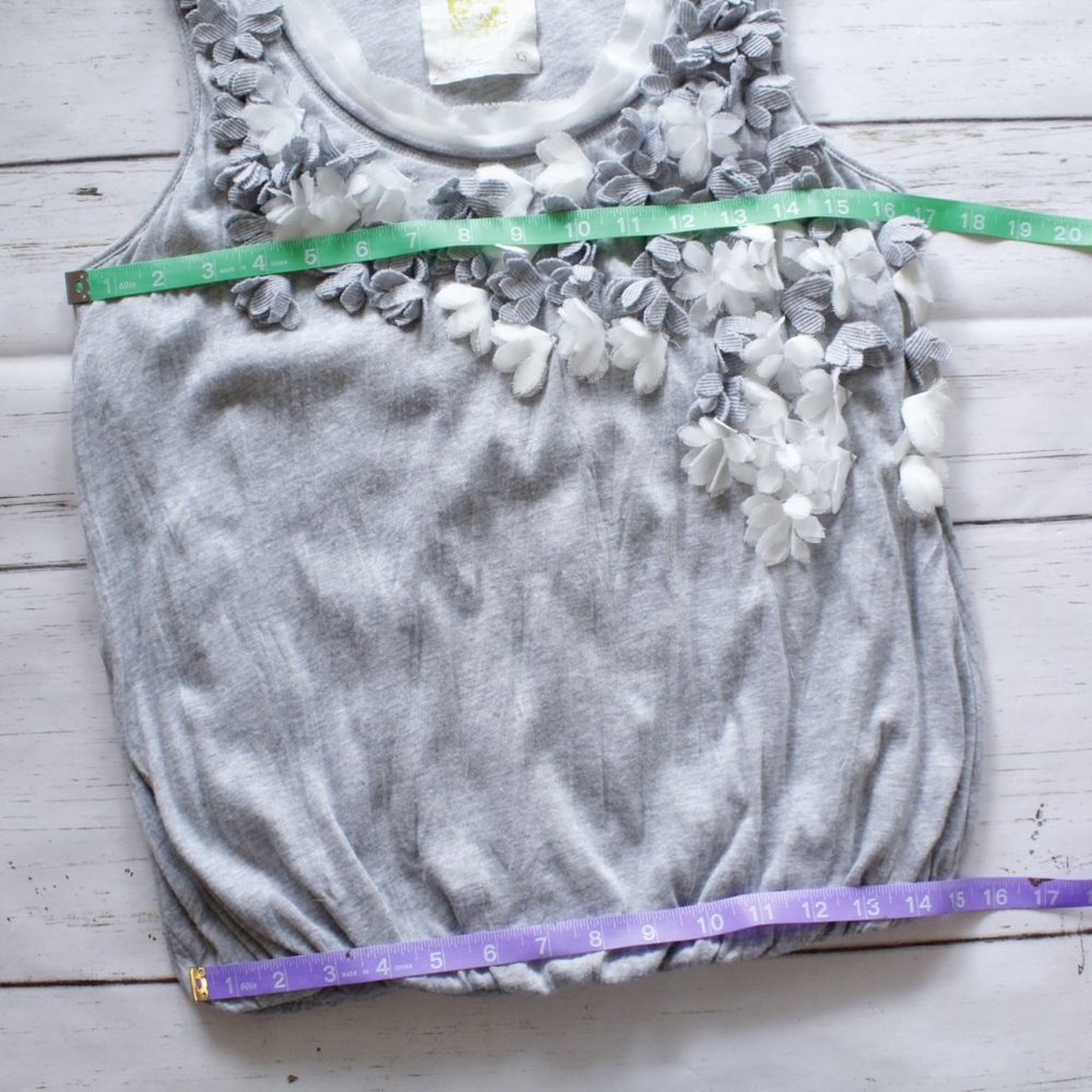 Anthropologie C Keer Floral Cutout Grey Sleeveless Top XS - Picture 10 of 13